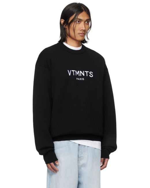 VTMNTS Black Embroide Sweater for men