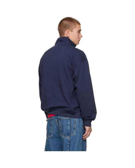 Vetements Blue Quarter-Zip Sweatshirt for men