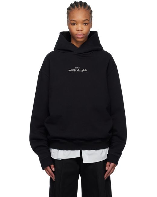 Maison Margiela Distorted Logo Hoodie in Black | Lyst