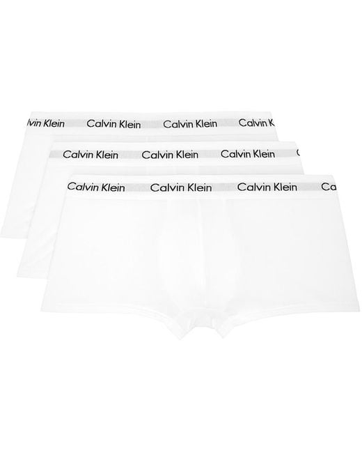 Calvin Klein Black Three-pack White Low-rise Boxers for men