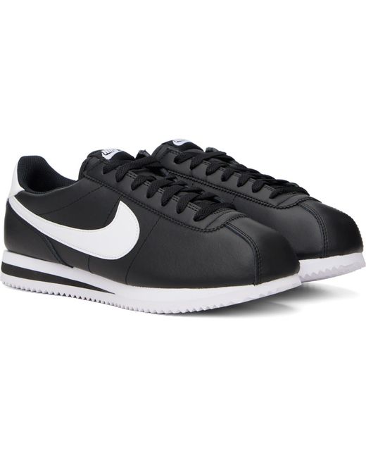Nike Black Cortez Leather Sneakers for men
