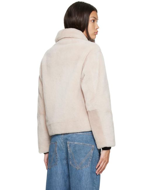 Meteo by Yves Salomon Blue Offset Shearling Jacket