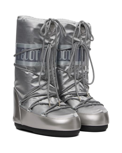 Moon Boot Gray Icon Glance Satin Boots