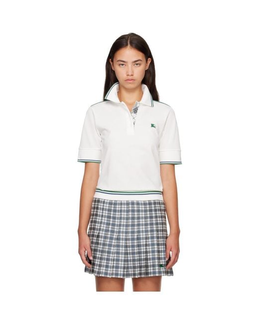 Burberry White Cropped Cotton Tennis Polo