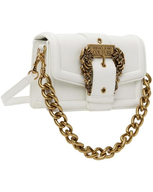 Versace Metallic White Curb Chain Bag