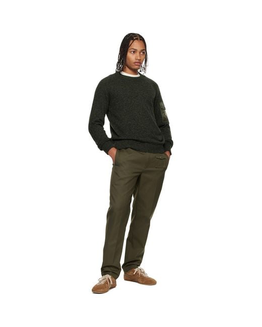 Moncler Black Khaki Mouliné Wool & Cashmere Sweater for men