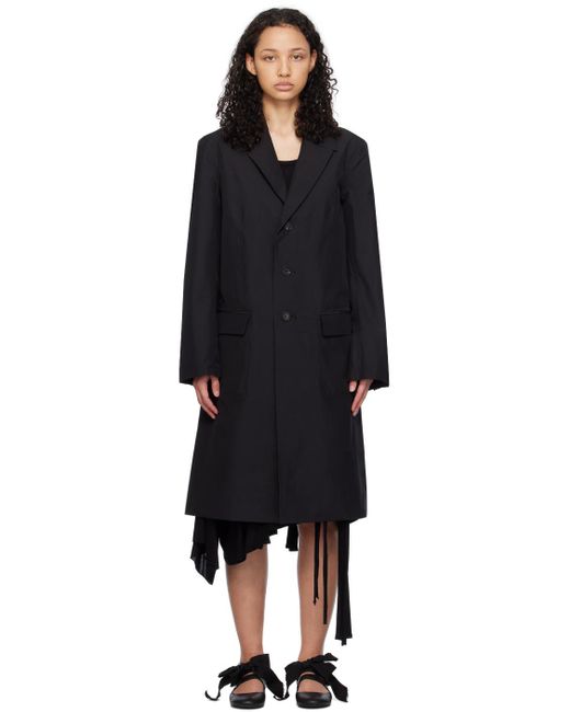 Manteau noir à revers cranté - atelier Y-3 en coloris Black