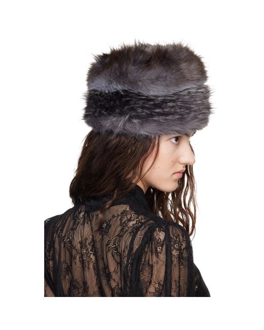 Anna Sui Black Faux Fur Hat