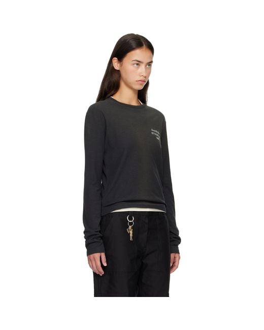 Acne Black Distressed Logo Long Sleeve T-Shirt