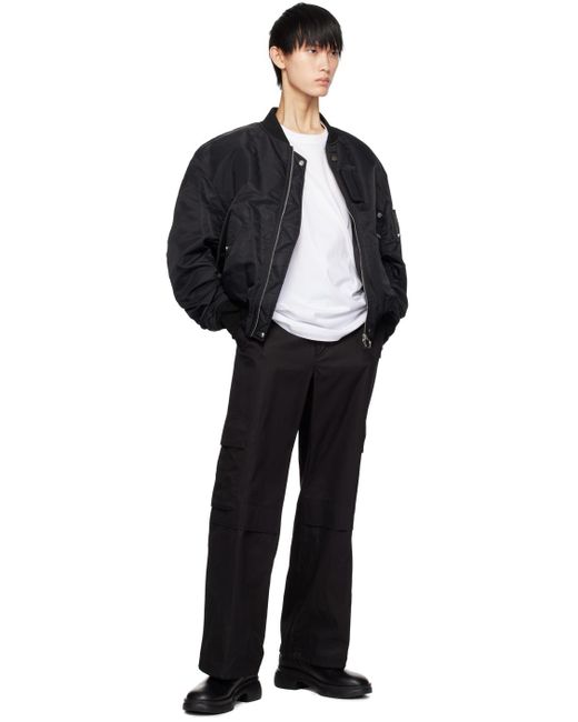メンズ Wooyoungmi ロゴ刺繍 ボンバージャケット Black