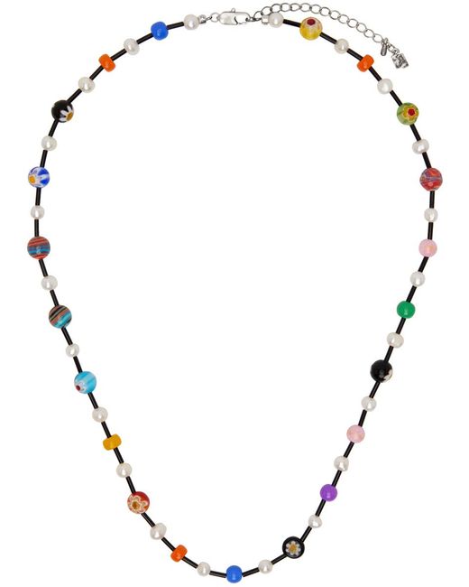 Adererror Metallic Black Beaded Necklace