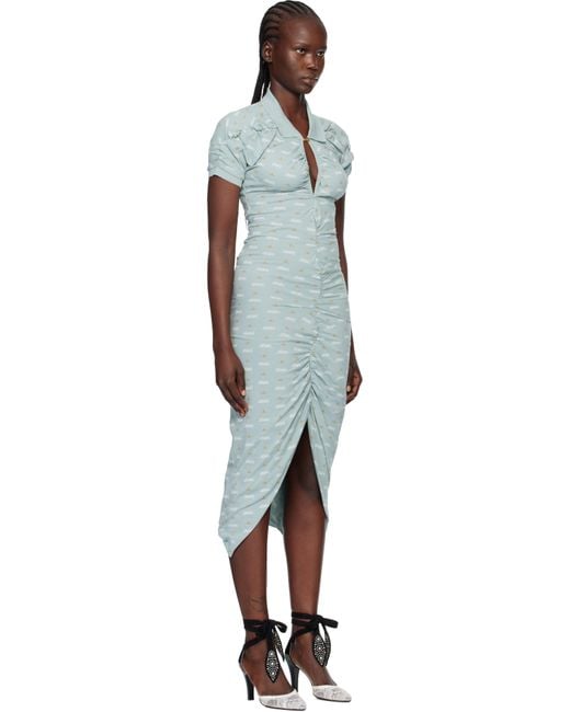 Vivienne Westwood Black Printed Piquet Pulling Midi Dress