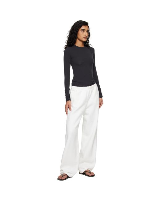 Skims Black Off- Cotton Fleece Classic Straight Leg Lounge Pants