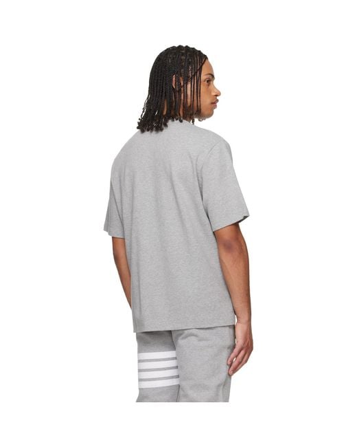 Thom Browne Gray Milano Cotton Oversized Pocket T-Shirt for men