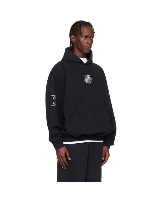 Vetements Black Triple Biker Cross Logo Hoodie for men