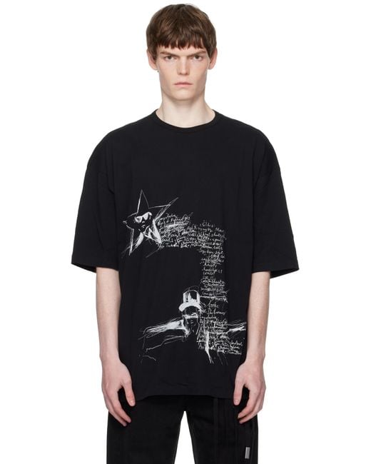 Ann Demeulemeester Black Dieter Sketchbook High Comfort T-Shirt for men