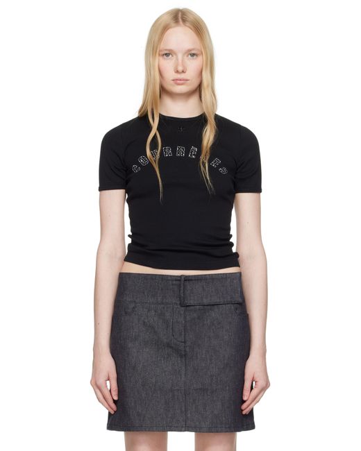 Courreges ブラック Medusa プリント コントラスト Tシャツ Black