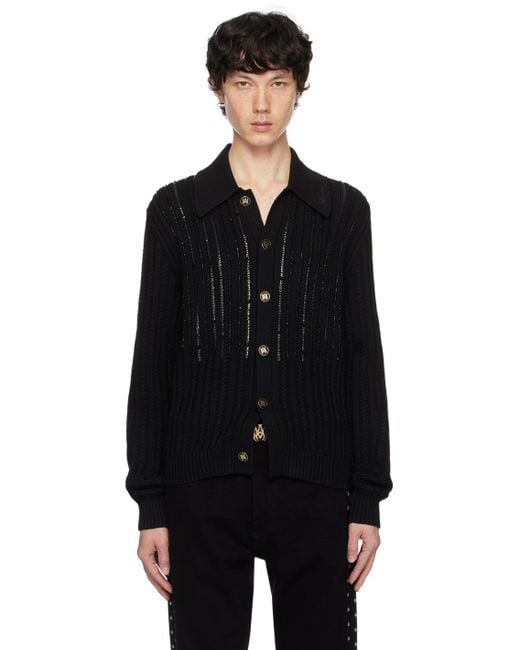 Amiri Black Long Sleeve Polo Cardigan for men