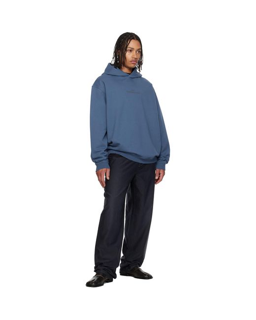Maison Margiela Blue Reversed Logo Hoodie for men