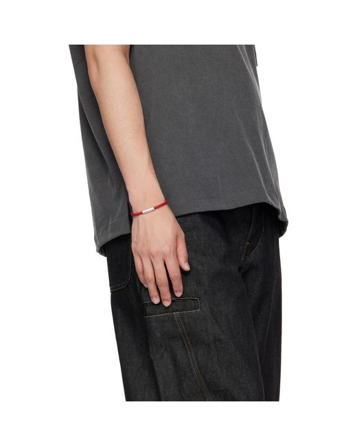 Le Gramme Red Leather Cable 'Le 7G' Bracelet for men