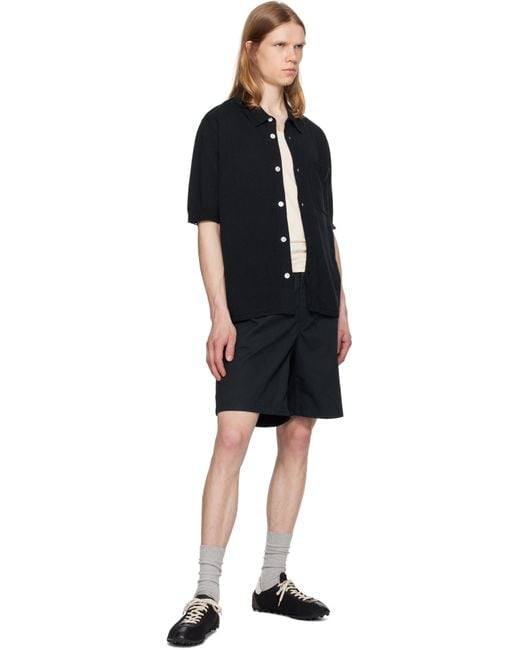 Norse Projects Black Rollo Cotton Linen S/S Shirt for men