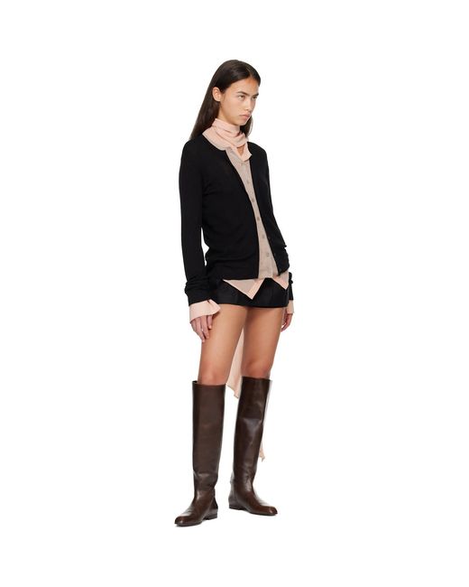 Acne Black Layered Silk-Wool Cardigan