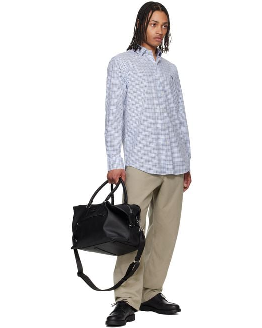 Polo Ralph Lauren Black Smooth Leather Large Duffle Bag for men
