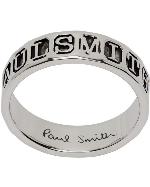 Paul Smith Metallic Silver Stamp Ring for men