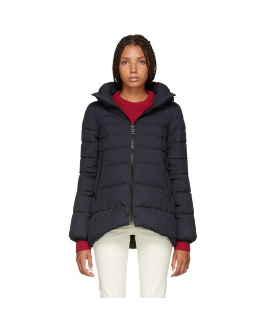 Herno Navy A-line Puffer Jacket in Blue | Lyst