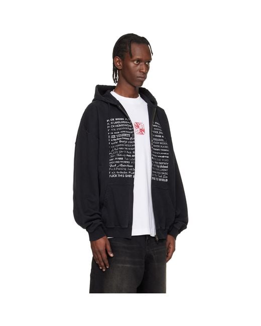 Vetements Blue 'Fuck Everything' Zip-Up Hoodie for men