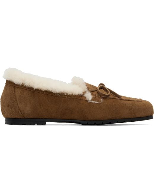 Aeyde Black Jasper Shearling Loafers