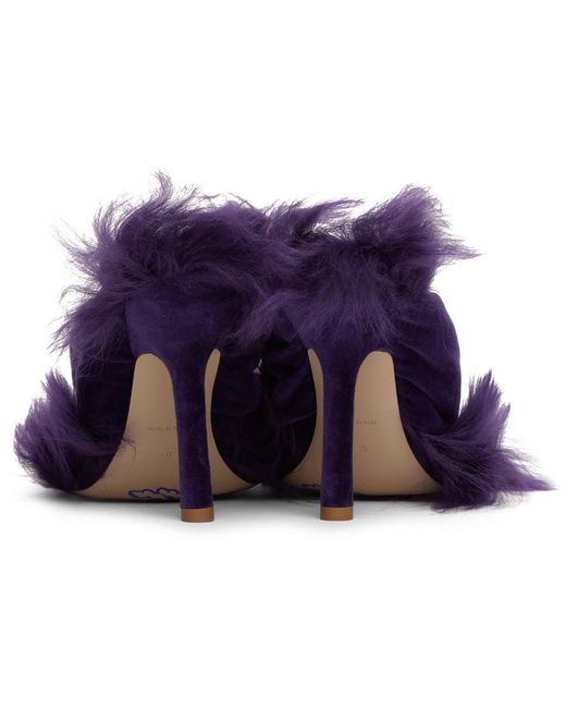 Burberry Purple Shearling Rose Sandals 105
