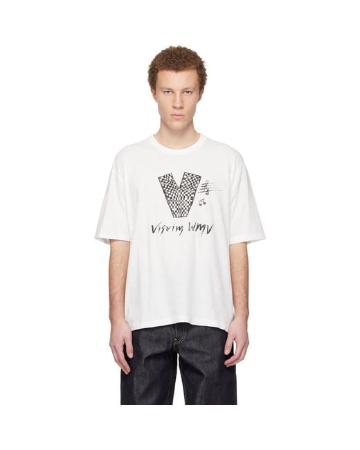 Visvim White Off- Jumbo S/S V Crash T-Shirt for men