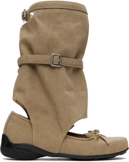 OPEN YY Natural Ballet Flat Cut-Out Boots
