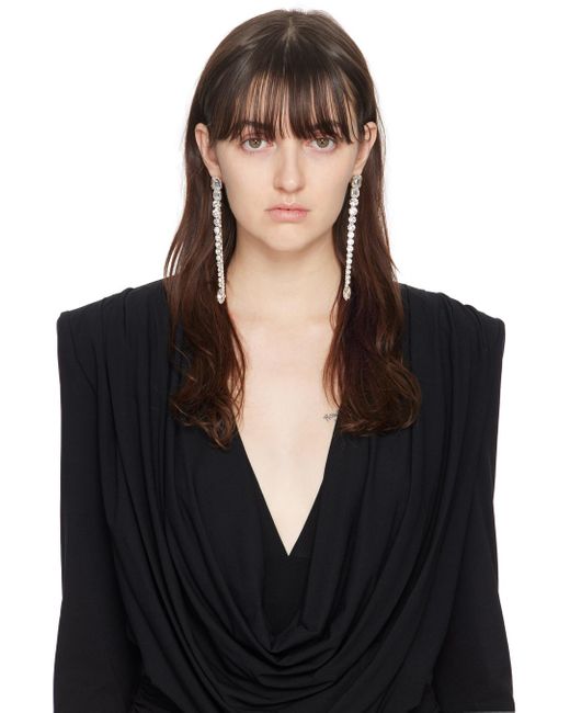 Boucles d'oreilles pendantes argentées à ornements en verre taillé Magda Butrym en coloris Black