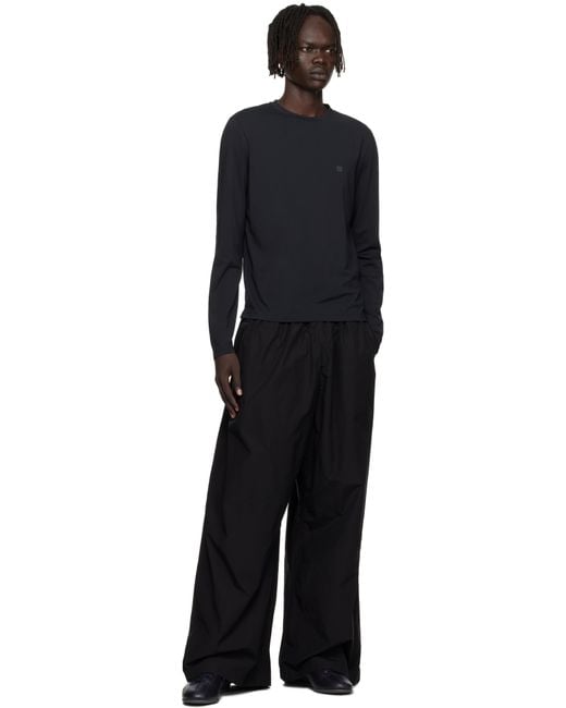 メンズ Acne ブラック レギュラーフィット 長袖Tシャツ Blue