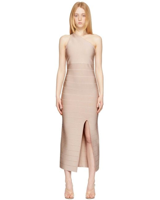 Hervé Léger Black Beige Bandage Icon Long Dress