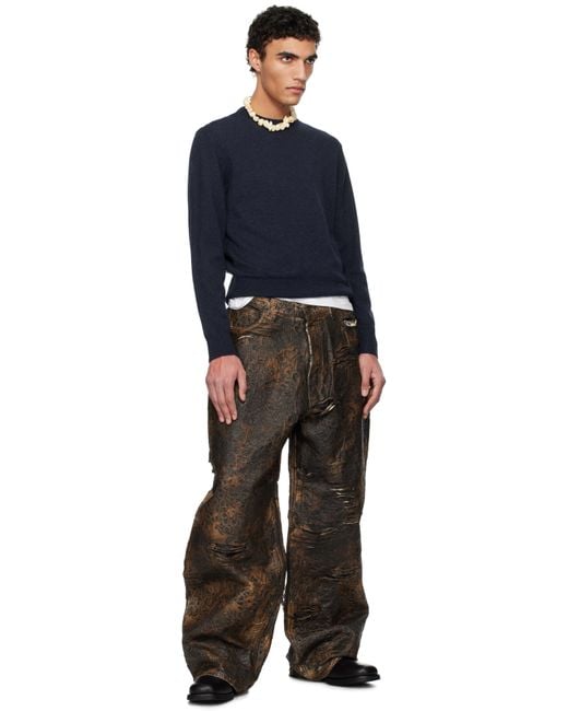 メンズ Acne ネイビー ヤク ウール セーター Blue