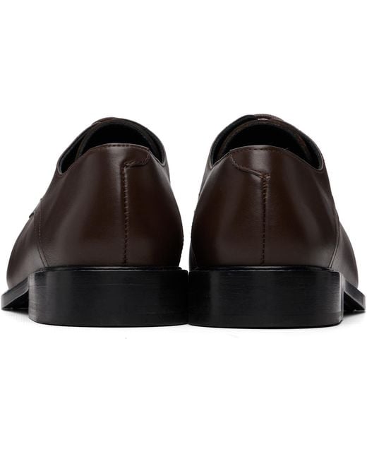 STEFAN COOKE Brown Slashed Square Toe Derbys for men
