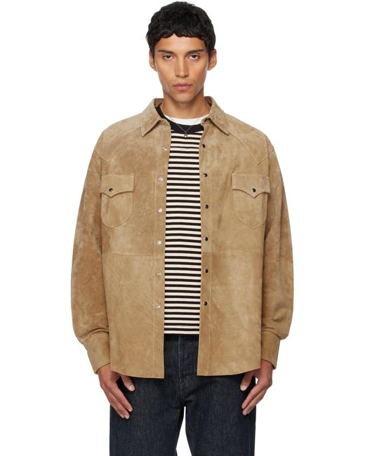 Carter Young Natural Tan Suede Western Overshirt for men