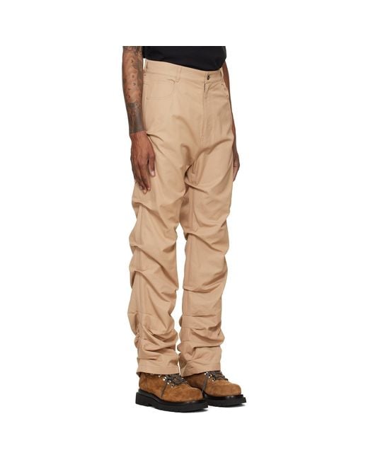 we11done Natural Tuck Detail Trousers for men