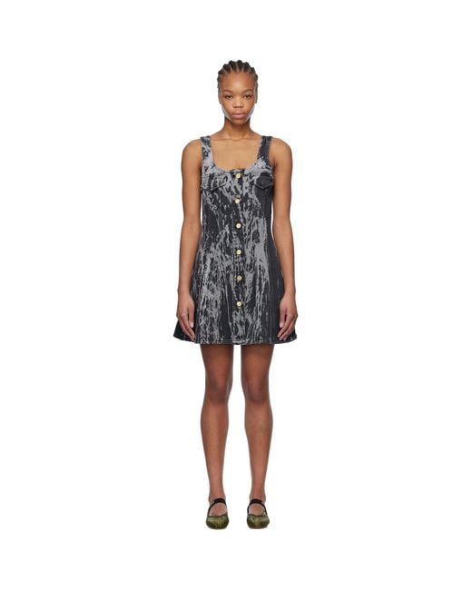 Ganni Black Heavy Denim Minidress