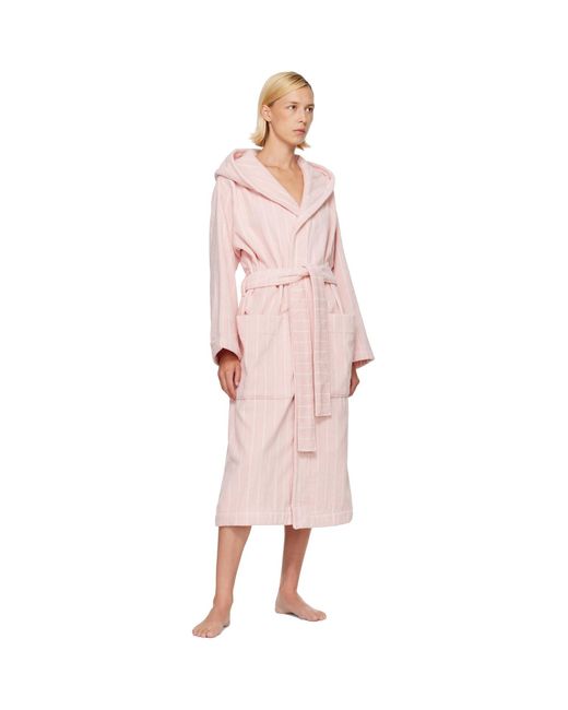Tekla Pink Terry Hooded Bathrobe
