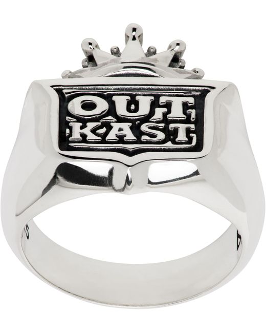 メンズ Maple シルバー Outkast ロゴ シグネットリング Metallic