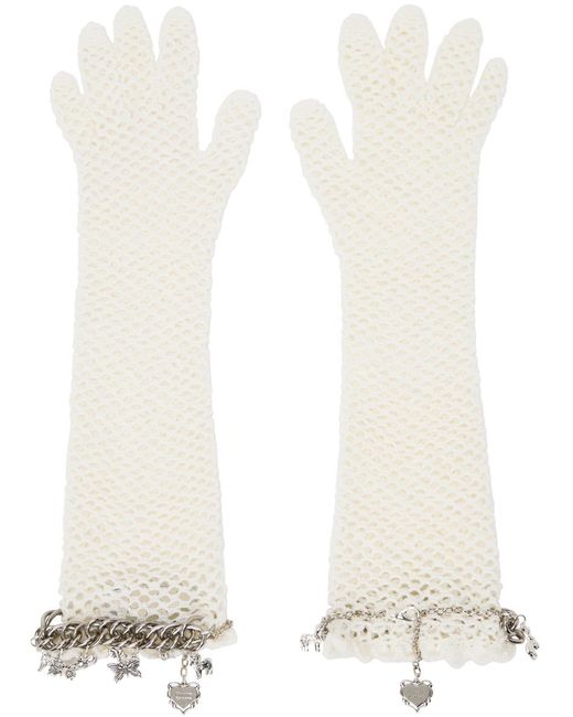 Chopova Lowena White Ssense Exclusive Off- Gloves