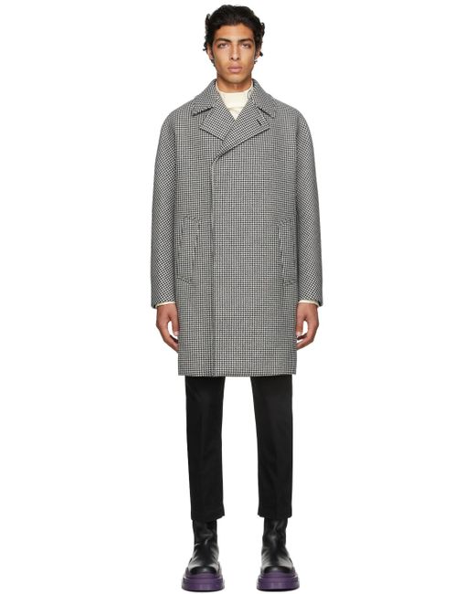 Dunhill Wool Black & White Houndstooth Coat for Men | Lyst