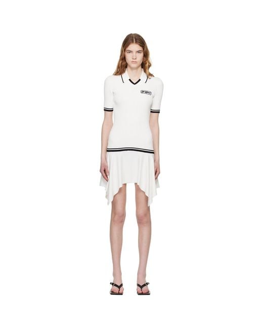 Off-White c/o Virgil Abloh Black Rib Viscose Knit Polo Minidress