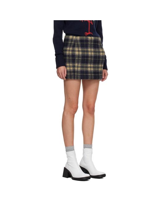 Duran Lantink Black Padded Tartan Miniskirt