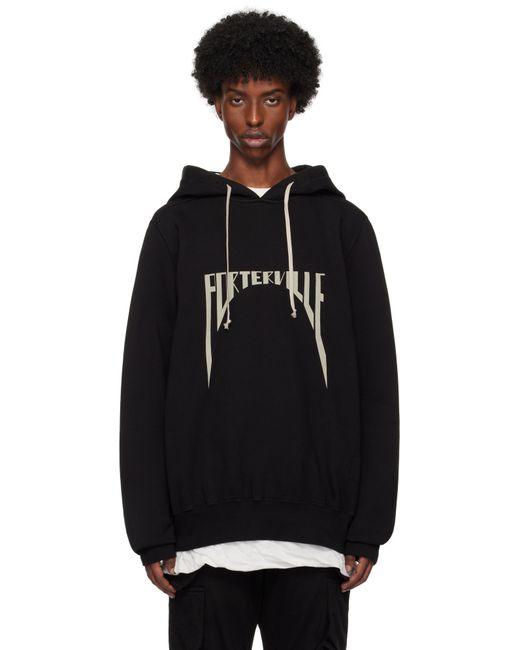 Rick Owens Black Porterville Print Oversized Hoodie for men