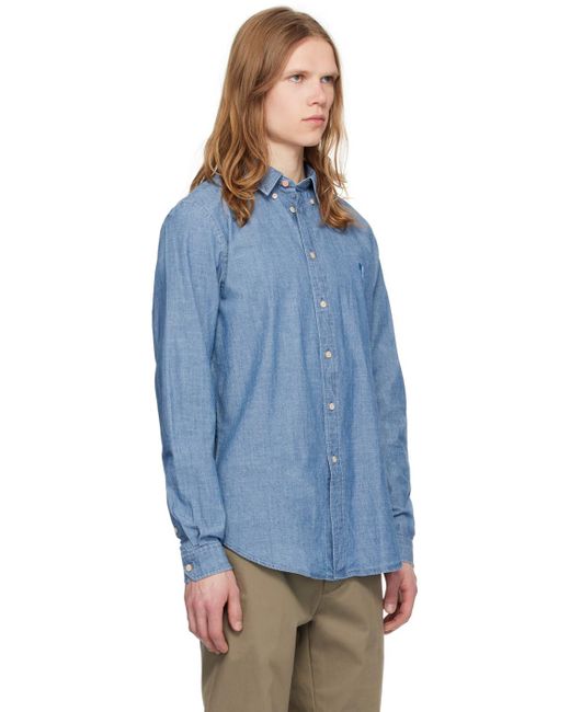 PS by Paul Smith Blue Embroidered Shirt for men